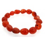 Carnelian Gemstone Smooth Pebble Elasticated Bracelet